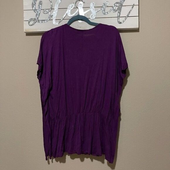 AB studios - purple / white crochet detail top - Picture 4 of 4